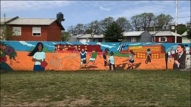 Murales de la Fundación Carlos Gardel junto con el artista Adrián Aguirre en el Barrio Carlos Gardel de El Palomar.