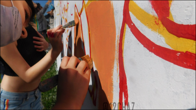 Murales de la Fundación Carlos Gardel junto con el artista Adrián Aguirre en el Barrio Carlos Gardel de El Palomar.